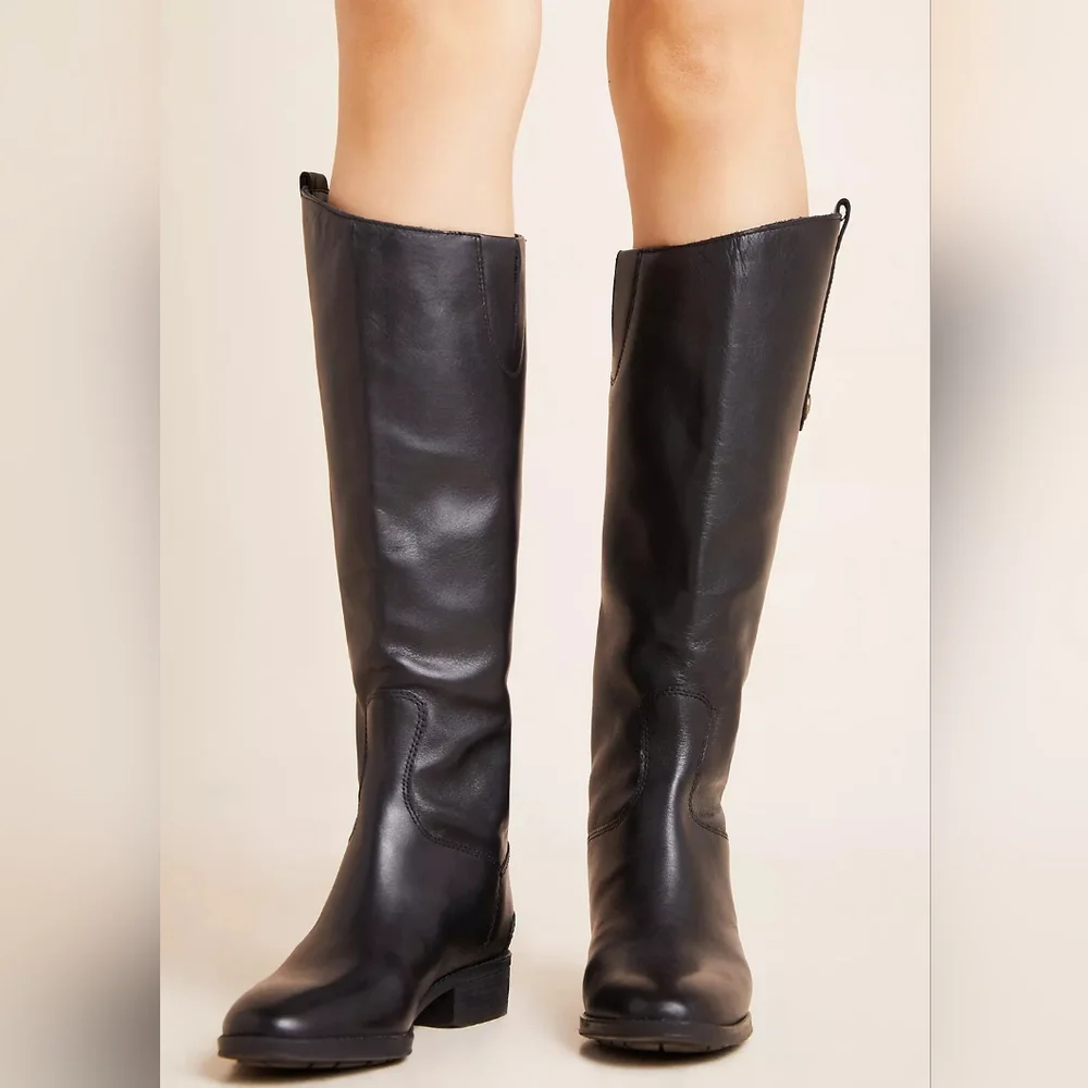 Classic Tall Black Leather Riding Boot - Women